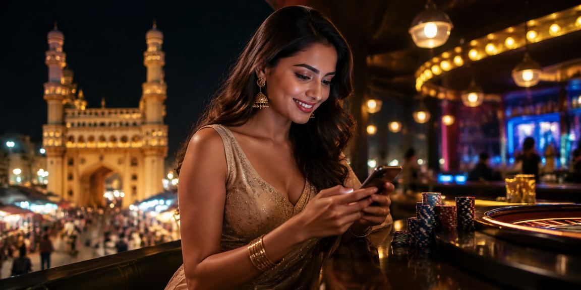 2roti user enjoying mobile casino at Hyderabad Charminar night market